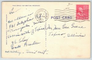 Mississippi Gulf Coast~Large Letter Linen Postcard~Sea Gulls~Sailboat~Clouds~'52 