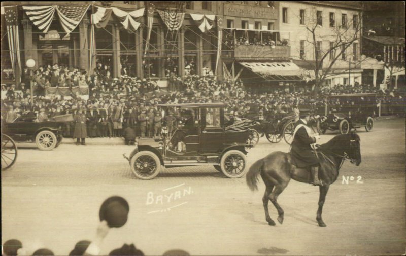 Washington DC??? William Jennings Bryan Car Parade c1910 Real Photo Postcard