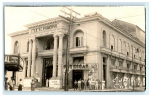 Early Teatro Principal Ciego DE Ávila Street Scene Real Photo RPPC Postcard B11