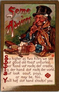 Humour Man With Beer Stein Some Advices 1912 Tucks