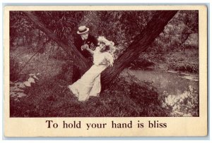 1910 Couple Romance At The Tree To Hold Your Hand Is Bliss Buffalo MN Postcard