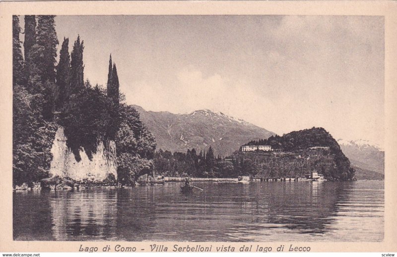 LAGO DI COMO, Italy, 1930s; Villa Serbelloni Vista Dal Lago Di Lecco