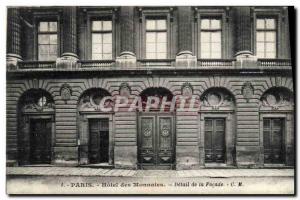 Old Postcard Paris Hotel Mint, facade Detail