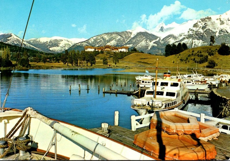 Argentina Bariloche Vista Invernal del Hotel Llan Llan desde Puerto Panuelo