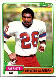 1981 Topps Football Card Raymond Clayborn New England Patriots sk10376