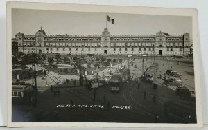 Rppc Mexico Palacio Nacional Bldg Street Scene c1940s Cars Buses Postcard L11