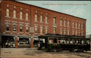 Andover MA Transfer Station Trolley Close-Up c1910 Postcard