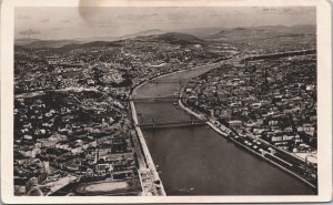 Hungary Budapest Aerial View Vintage RPPC 09.21