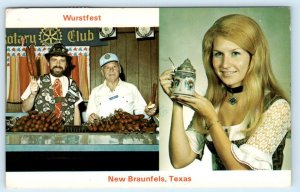 NEW BRAUNFELS, Texas TX ~ Wurst Queen WURSTFEST 1984 Rotary Contestant Postcard