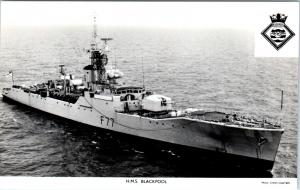 RPPC    Brittish Naval Ship     HMS  BLACKPOOL      c1950s    Postcard