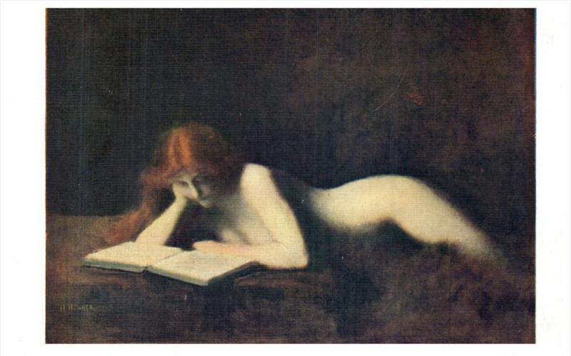 J.J. Henner La liseuse The reader  Nude woman reading a early porn maga...