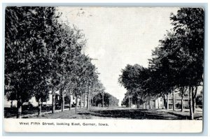 c1910's View Of West Fifth Street Looking East Garner Iowa IA Antique Postcard