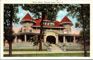 Postcard Beyer Home in Winona Lake, Indiana