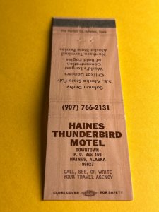 Vintage Matchbook Cover Haines Thunderbird Motel Haines, Alaska MB182