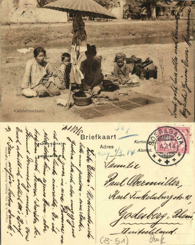 indonesia, JAVA SOERABAIA, Native Money Changers (1914) Postcard