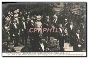 Old Postcard Front of the King of Norway in Paris May 28, 1907 HM Queen betwe...