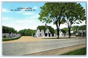 Rockford Illinois IL Postcard Larson's Motel Exterior View c1940 Vintage Antique