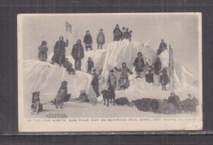 ALASKA, 1907 ppc. NOME, PLANTING FLAG, SLED TEAM, BEHRING SEA, 2c. COUNCIL cds.