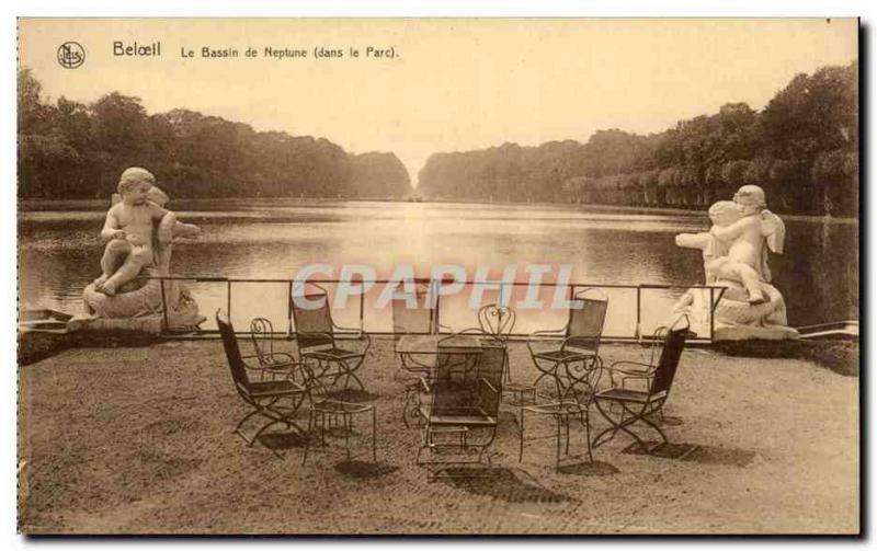 Old Postcard Belgium Beloeil The Neptune Fountain (in the park)