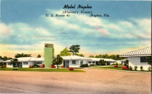 Motel Naples Route 41 Naples FL Vintage Linen Postcard F08