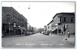 c1940's Cook & Dewitt Street View Bank Drug Store Portage WI RPPC Photo Postcard
