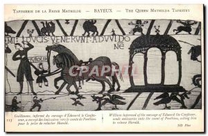 Postcard Old Bayeux Tapestry of Queen Mathilde Guillaume informs the message ...