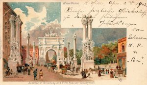 New York NY Broadway & Fifth Avenue Dewey Arch in 1902, Postcard