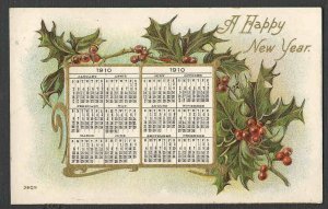 DATED 1909 PPC* HAPPY NEW YEAR 1910 EMBOSSED POSTED