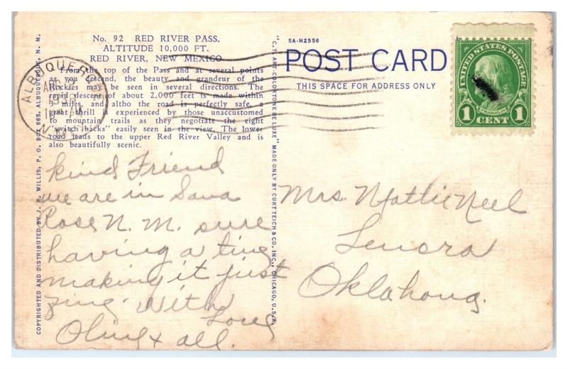 1938 Red River Pass, Red River, NM Postcard