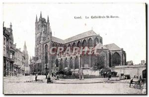 Old Postcard St Bavo cathedral Ghent