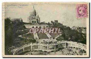 Old Postcard Paris Sacred Heart Basilica and the monumental staircase