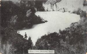 WAIRAKEI NEW ZEALAND BLUE LAKE POSTCARD 1949 PSTMK