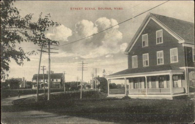 Bourne Cape Cod MA Street Scene c1910 Postcard