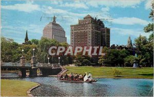 Postcard Modern Swan Boat on Beautiful Boston Public Gardens Massachusetts