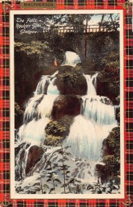 A022 Scotland The falls Rouken Glen Glasgow tartan Macpherson vintage postcard