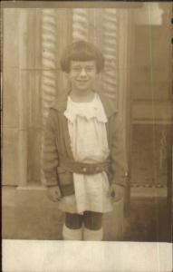 Sweet Little Girl Cute Hair-Cut Eyeglasses Real Photo Postcard c1910