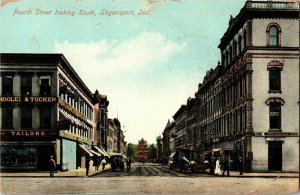 Fourth Street Lookig South, Logansport IN Vintage Postcard W33