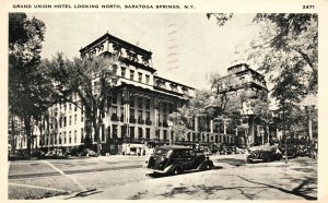 1939 Grand Union Hotel Looking North Saratoga Springs New York Vintage Postcard