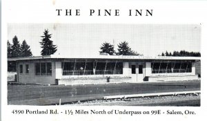 1940s The Pine Inn Portland Rd. Route 99E Salem OR Advertising Postcard