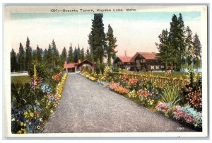 1930 Bozanta Tavern Entrance Flowers Hayden Lake Idaho ID Vintage Postcard