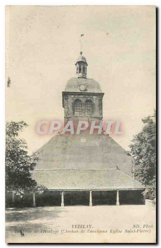 Old Postcard Vezelay The Clock Tower Bell tower of the old St. Peter's Church