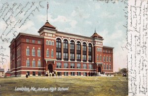 Jordan High School, Lewiston, Maine, Very Early Postcard, Used in 1907