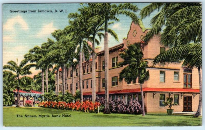 JAMAICA, B.W.I.  British West Indies The Annex MYRTLE BANK HOTEL c1940s Postcard