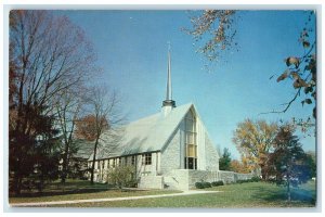 c1960's Hazelwood Christian Church Exterior Muncie Indiana IN Trees Postcard