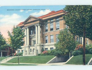 Linen COURTHOUSE SCENE Cadillac - Near Grayling & Traverse City MI AE9995