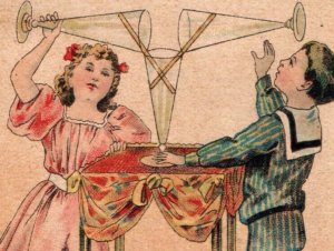 1880s French Biscuits Guillout Chocolat Science Three Glasses Game Trick F158