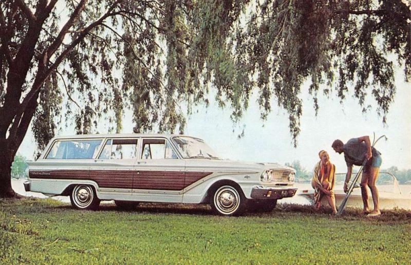 63 Ford Fairlane Squire Wagon Early Auto Vintage Postcard K431274