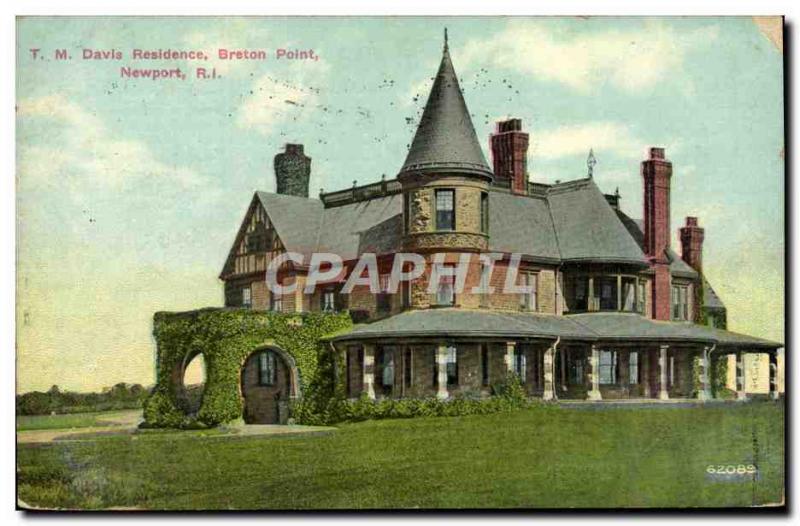 Old Postcard T M Davis Residence Breton Point Newport R I