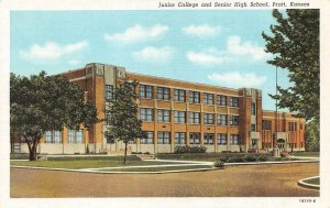 PRATT, Kansas KS  JUNIOR COLLEGE & SENIOR HIGH SCHOOL   ca1940's Linen Postcard