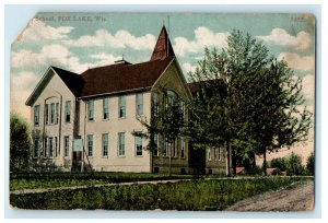 1907 High School Building Fox Lake Wisconsin WI Posted Antique Postcard